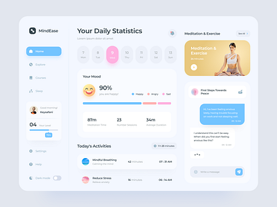 Meditation & Mental Health Dashboard app branding clean dashboard design graphic design health healthy illustration landing page logo meditation mental mental health simple trend ui ui ux ux website