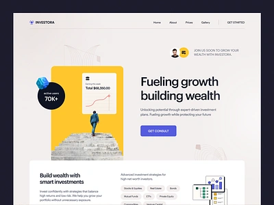 Investora - Website Design bonds investment landing page mining mutual funds realestate ui uidesign uiux wealth wealth building website website design