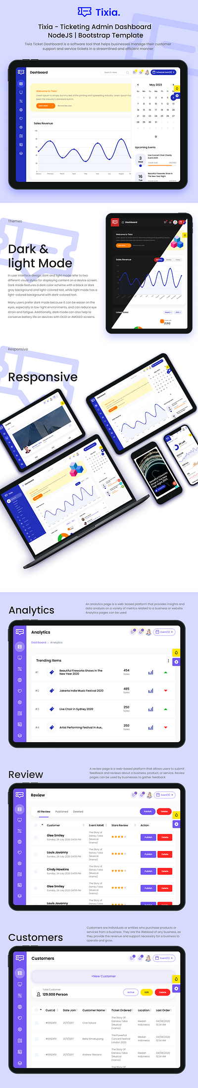 Tixia - Node Js Ticketing Admin Dashboard Bootstrap Template 3d admin dashboard animation branding creative design graphic design illustration logo motion graphics product design template ui ui design uiux user experience user interface ux design web website