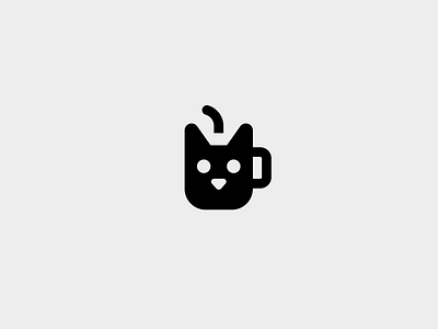 Coffee Cat black cat cafe cat character coffee flat glyph icon illustration logo sign solid sign