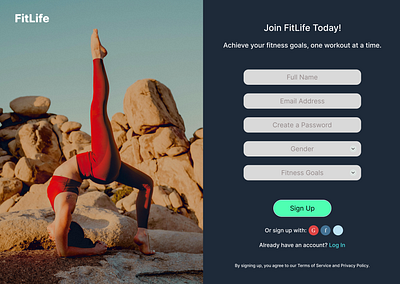 Fitness App Sign-Up Screen Design app branding dailyui design graphic design illustration logo typography ui ux vector