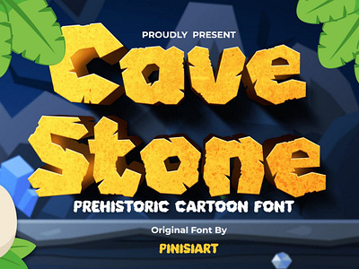 Cave Stone – Prehistoric Cartoon Font cartoon font comic font gaming font kids font modern font