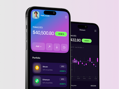 Finance Application mobile ui design crypto wallet crypto wallet design cryptocurrency digital payments digital wallet exchange finance finance app fintech mobile banking money management payments personal finance