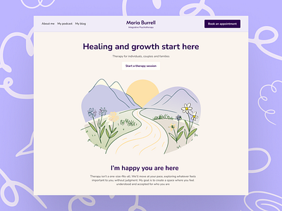 Website for therapists and mental health professional animation design framer illustration landingpage template ui ux website