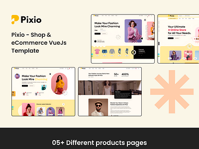 Pixio - Shop & eCommerce VueJs Template branding creative design illustration logo product design social media marketing social media post template ui ui design uiux user experience user interface ux design web web design web development website