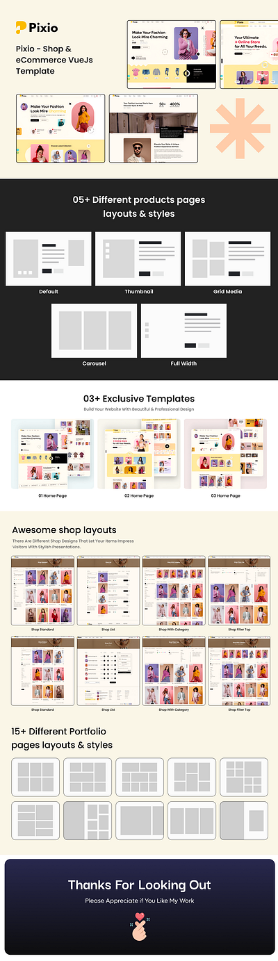 Pixio - Shop & eCommerce VueJs Template branding creative design illustration logo product design social media marketing social media post template ui ui design uiux user experience user interface ux design web web design web development website