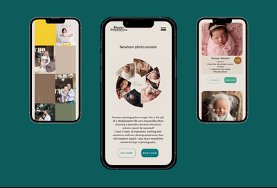 Newborn photographer site animation branding design mobile design ui ux web design