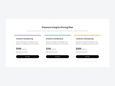 Pricing cards with colored border clean e commerce pricing minimalist price pricing card pricing page pricing table pricing website saas pricing service subscription plans ui uniqueness ux