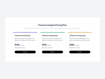 Pricing cards with colored border clean e commerce pricing minimalist price pricing card pricing page pricing table pricing website saas pricing service subscription plans ui uniqueness ux