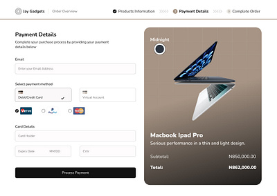 Jay Gadgets Payment Modal e commerce payment modal product design ui