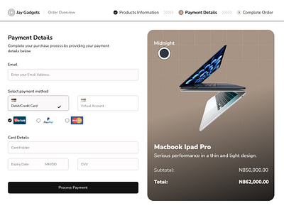 Jay Gadgets Payment Modal e commerce payment modal product design ui