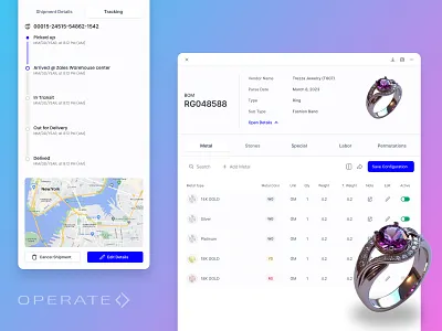 Operate - ERP Manufacturing Application erp ux design ui erp system ui jewelry application ux erp system ux jewelry application ux jit manufacturing design