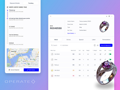 Operate - ERP Manufacturing Application erp ux design ui erp system ui jewelry application ux erp system ux jewelry application ux jit manufacturing design