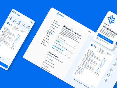 UX and UI for CV editor Huntee blue branding cv dashboard design design system editor responsive resume typography ui ux ux research webdesign