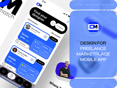 Design Match Mobile App colors and typography design system freelanceux inappmessaging interaction design jobmatching layout logo mobile app design onboardingoptimization prototypig trustandsecurity ui ux