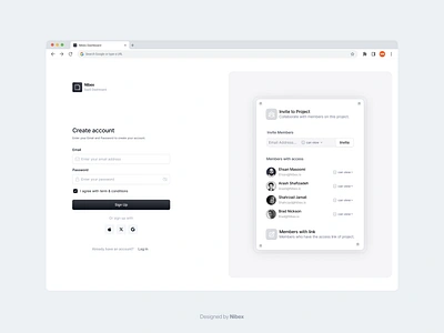 SaaS Dashboard Sign Up Page🪽✨ button classy dashboard figma light mode login minimal modern design product design saas share sign in sign up ui ux