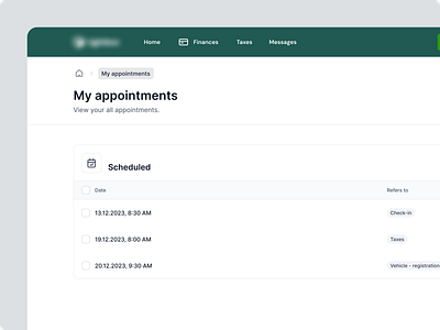 App for taxpayers - business and individual / Appointments appointments b2b b2c minimal product design saas scheduled table taxes taxpayer web web app