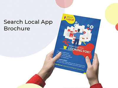 Search Local App - Brochure Design advertising blue brochure brochure design colors customer design graphic graphic design human logo logo design print white yellow