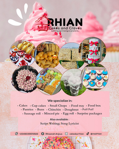 Business Flyer Design : RHIAN Cakes and Craves branding design dribble dribbledesigning graphic design illustration logo vector