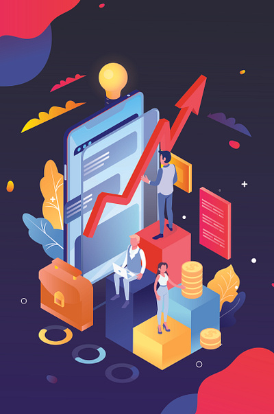 Business Growth Isometric Illustration business finance graphic design illustration ui