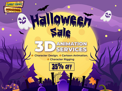 Spooktacular Halloween Sale! 35% OFF 3D Animation Services 3d animation services branding cartoon animation character design character rigging design graphic design halloween sale icon identity illustration logo ui ux vector