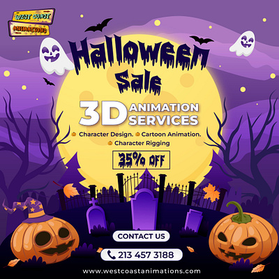 Spooktacular Halloween Sale! 35% OFF 3D Animation Services 3d animation services branding cartoon animation character design character rigging design graphic design halloween sale icon identity illustration logo ui ux vector