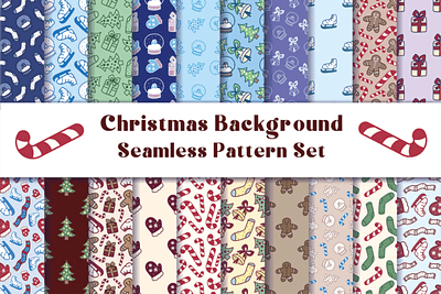 Christmas Background Seamless Pattern Set 3d animation app branding design graphic design illustration logo motion graphics typography ui ux vector