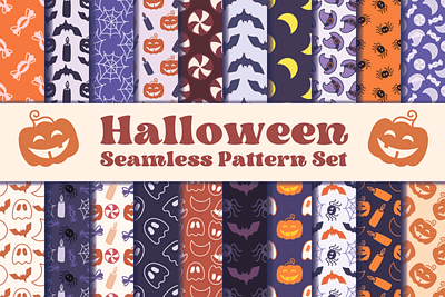 Halloween Seamless Pattern Set 3d animation app branding design graphic design illustration logo motion graphics typography ui ux vector