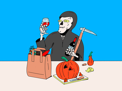 Grim’s Halloween Haul death drunk grim groceries halloween haul reaper shopping skull tipsy wine