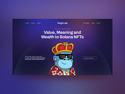 King's Lab - Landing page design collection design graphic design hero homepage landing landing page layout nft pixelapes solana ui ui design uidesign uiux