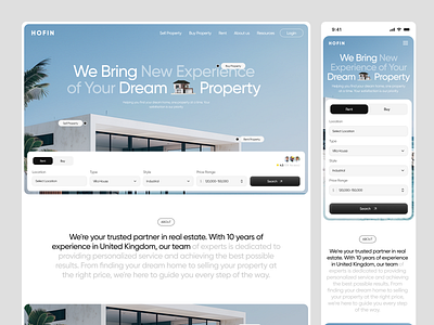 HOFIN - Real Estate Platfom Landing Page building clean company design home house landing page platfom property property platfom real estate rent ui villa web web design website website design