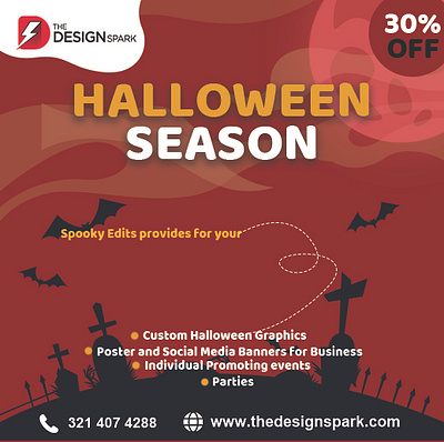 30% OFF Custom Halloween Graphics & Banners 30 off apparel branding design energy graphic design graphics halloween halloween graphics illustration logo merch social media banners3 ui vector