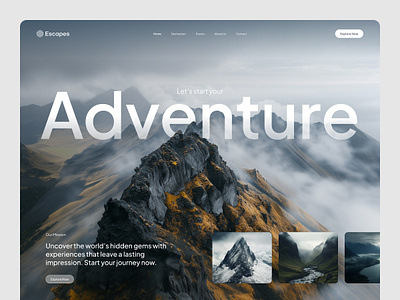 Escapes - Travel Landing Page Design adventure agency design fog hiking hills jungle landing page mobile page product design tour travel trip ui ux vacation web web design website