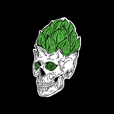 Hop Head Skull creepy design drawing gothic graphic halloween hand drawn head hop illustration illustration art illustrator inktober line art pen and ink pen drawing skeleton skull spooky sticker