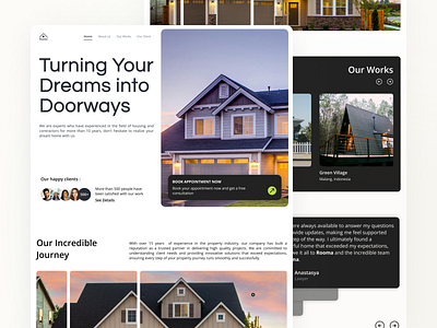 Rooma - Property Agent Landing Page Website black clean clean website design exploration figma home page house website landing page light mode minimalist promotion website property agent website property website ui design ux design website white