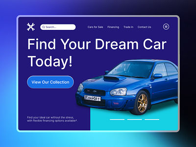 Car Dealership Website blue car hero home landing minimal modern ui website