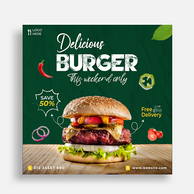 Food Social Media Post Design branding burger business company creative design food graphic design