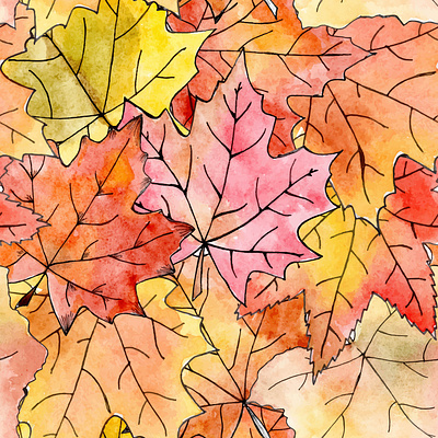 Seamless watercolor pattern autumn fabric fall hand drawn illustration leaves pattern seamless surface textile wallpaper watercolor wrapping wrapping paper