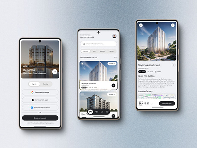 Real Estate Mobile App apartment app app design clean design flat home minimallist modern properties property app real estate real estate mobile app rent ui ux