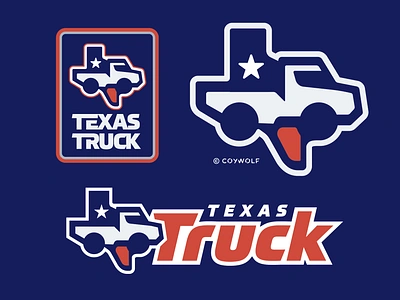 Texas Truck Logo Variants 4x4 america automotive branding flag graphic design illustration logo logo design offroad patch patriotic pickuptruck sticker texas truck typography usa