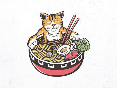 Cat in the Ramen Bowl animal animals apparel apparel design beverage cat cuisine cute food funny japanese kawaii manga meme noodles pet ramen ramen noodles t shirt t shirt design