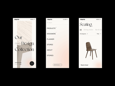 Muuto — Redesign concept branding concept furniture grid layout minimalist mobile motion muuto redesign white