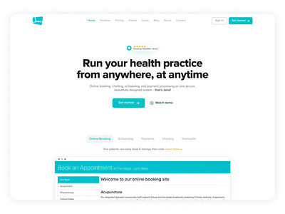 Jane App Landing page health landing page ui design website design