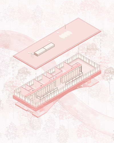 Axonometric Casa Del Puente 3d arc architectural design architecture brush design draw graphic design illustration