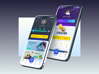 Sense4Fit app, profile and wallet app fintess fitearn interactive mobile onetap onetap.design s4f sense4fit sum ui design