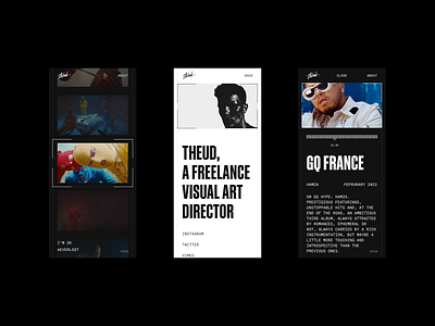 Theud — Portfolio 23' black branding grid layout minimalist music portfolio video