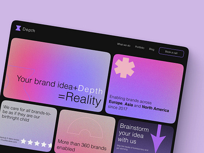Depth: branding agency landing page concept agency branding cyber design gradient helvetica hero landing landing page light minimalism noise shape ui ux web website