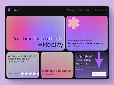 Depth: branding agency landing page concept agency branding cyber design gradient helvetica hero landing page light minimalism noise responsive shape ui ux web website