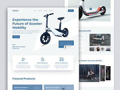 Vector - Scooter Product Website landing page scooter landing page scooter website ui uiux user interface website