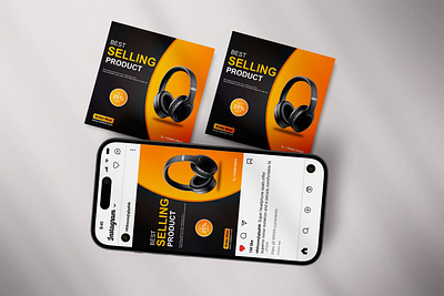 Headphone | Social Media Post Design ads banner advertising template banner instagram banner music discount post instagram post media post post post sale post social sale sale template social template template